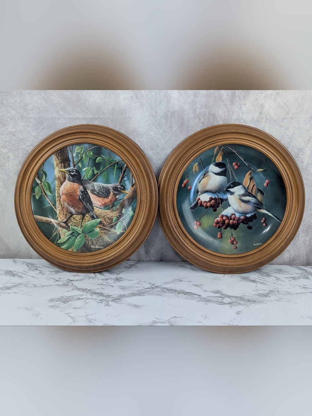 Vintage Edwin M. Knowles Bird Collector Plates Set of 2-Robin & Chickadee